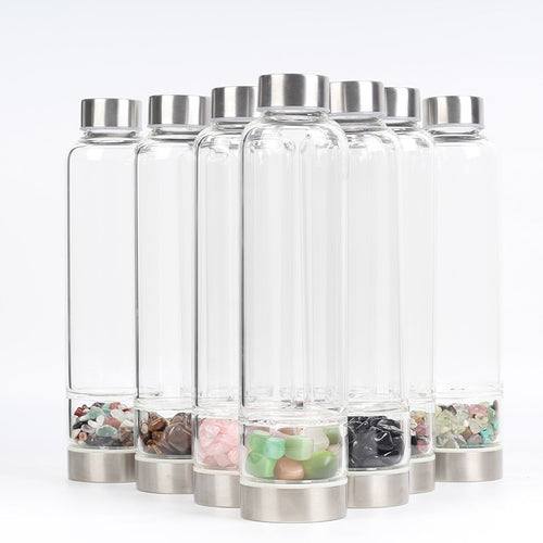 Natural Quartz Crystal Glass Water Bottle 550ml