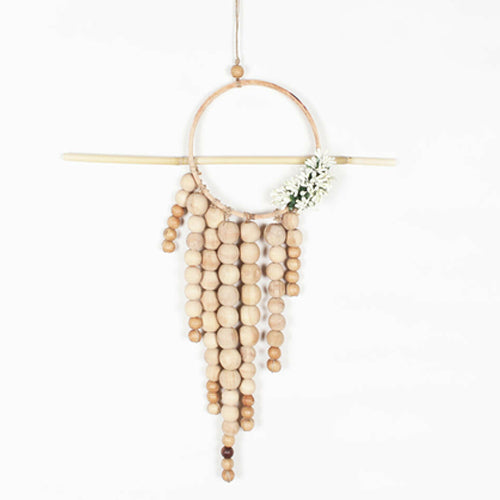 Boho Blossom Beaded Wood Wall Décor