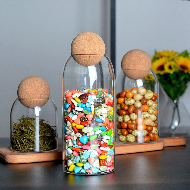 Cork Sphere Elegance Glass Canisters