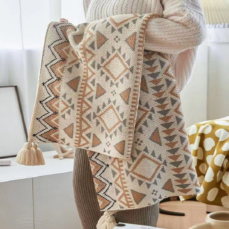 NativeTassel Knit Throw Blanket