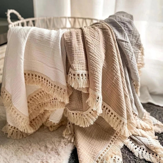 CozyTassel Muslin Cotton Baby Blanket